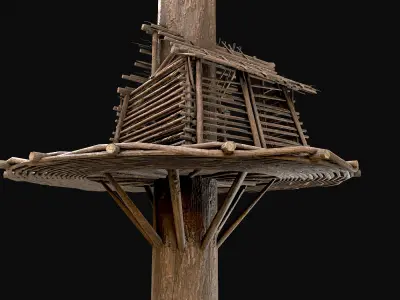 Wooden Tree House Shelters and Platforms 8 Low-poly 3D model