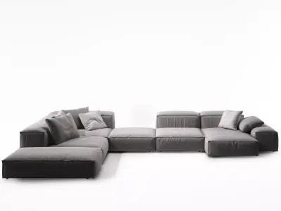Extrasoft F leather sectional sofa 3D model