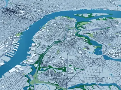 Philadelphia with Terrain 3D model