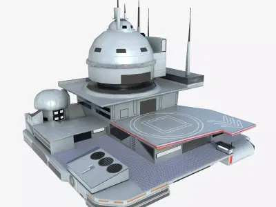 futuristic spaceport Low-poly 3D model