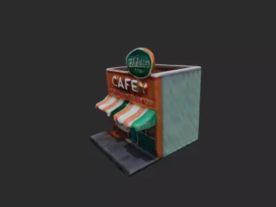 Coffe Building low poly 3D model