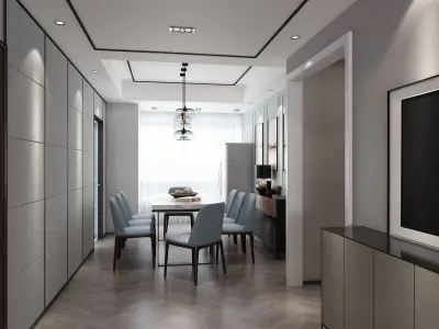 DINING room with marble table and chairs 3D model