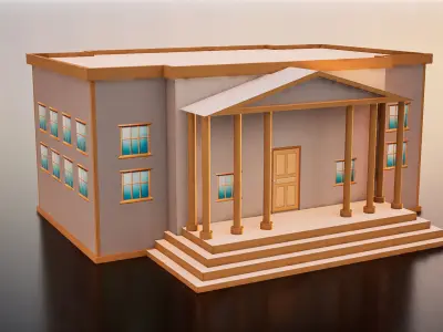 Stylized Residential Building Set Low-poly 3D model