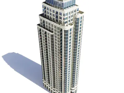 Tall Apartment Building 3D Model 3D model