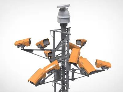 sci fi video surveillance mast 3D model