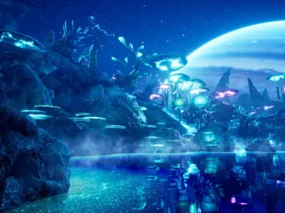 Alien Planet Fantasy Environment - Swamp Plants Low-poly 3D model