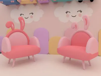 Stylized kids room 3D model