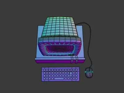 Retro Computer Low-poly 3D model