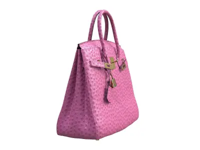 Hermes Birkin Bag Pink Ostrich Low-poly 3D model