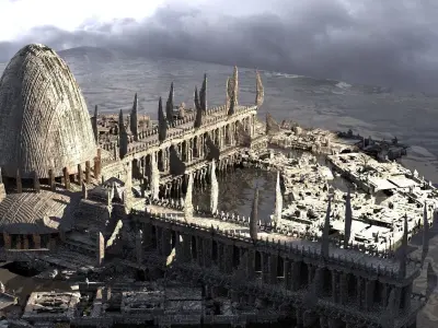 Star wars influenced Druid City Kit bash 3D model