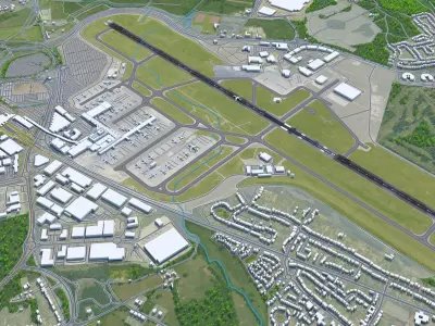 Birmingham Airport UK 10km Low-poly 3D model