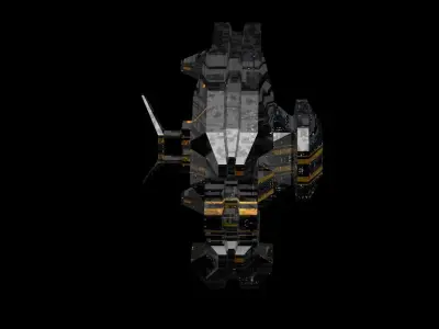 frigate spaceship sci fi low poly 3D Low-poly 3D model