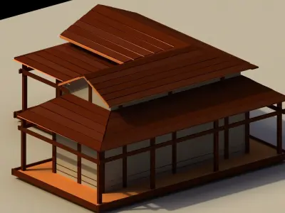 Low Poly Traditional Japanese House 2 Low-poly 3D model