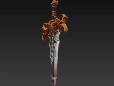 Aurion Flameblade - Celestial Royal Sword Low-poly 3D model