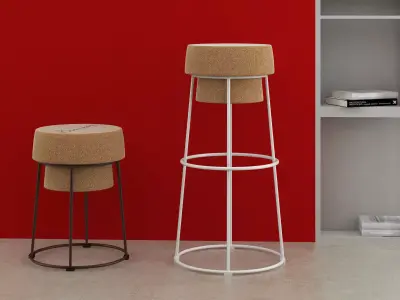 Bouchon stool with cork base 3D model