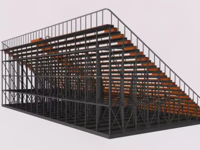 Bleacher With Canopy Shade 3D model