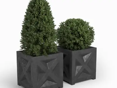Panel planter Bushes 3D model