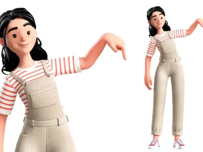 Cartoon Designer Girl Woman Illustration 3D model