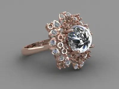 Rose Gold Women Diamond Ring 3D print model 3D print model 48