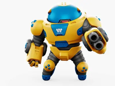 COMBAT TOY BOT   RIGGED 3D model