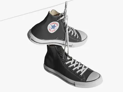  Converse All Star Black Sneakers Suspended by Laces 