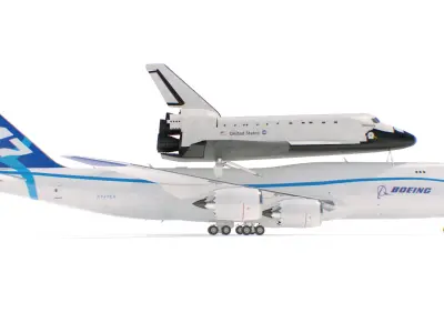  Boeing 747 with Space Shuttle on Connection Frame 