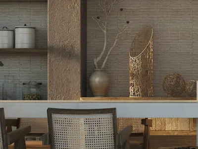 Natural Interior Scene mat light and render setup included  3D model