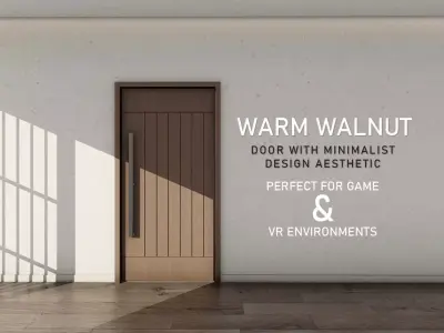 Warm Walnut Door with Minimalist Design Aesthetic 18 Low-poly 3D model