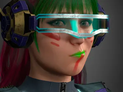 CyberPunk Girl Low-poly 3D model