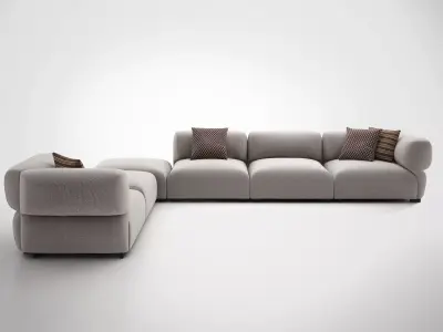 Butterfly sectional sofa with pillows 3D model