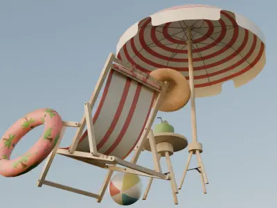 Tropical Summer Scene 3D Asset Kit 3D model