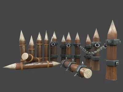 Fence wooden warior 3d model Low-poly 3D model