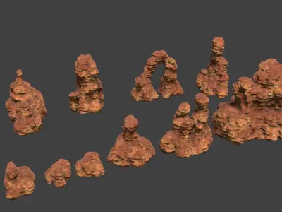 10 Model Desert Cliffs pack Vol1 Low-poly 3D model