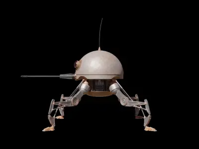 Dwarf Spider Droid Low-poly 3D model