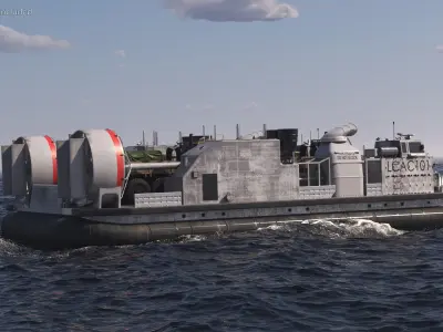 Landing Craft Hovercraft and Army Trucks 3D model