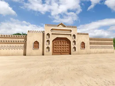 Old indian mud house  Low-poly 3D model