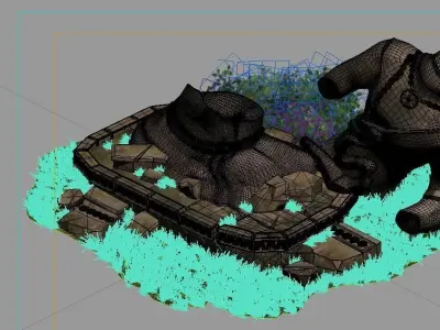 Traces forest Broken Statue of the Emperor 02 3D model