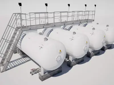  Fuel Gas Tank Array Low-poly 3D model