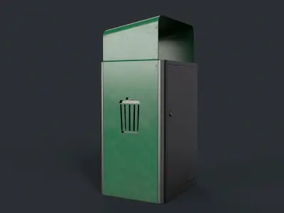 Street Trash Can 17 PBR Game Ready Low-poly 3D model