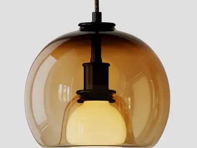 Handblown Glass Orb Pendant Light 3D model