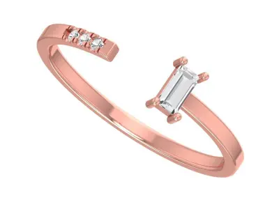 Solitaire Women Light Weight Baguette stone Band Ring 3D print model
