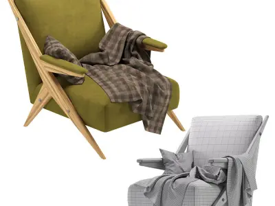 Italian Modernist Lounge Chairs Velvet 1960s 3D model