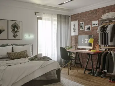 Interior bedroom scene  3D model