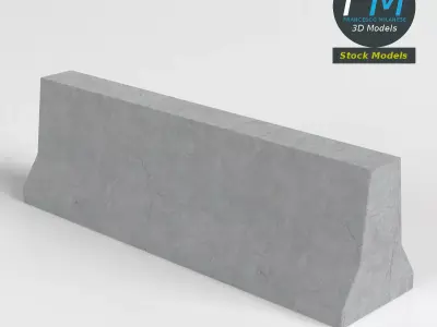 Concrete road barrier 3D model
