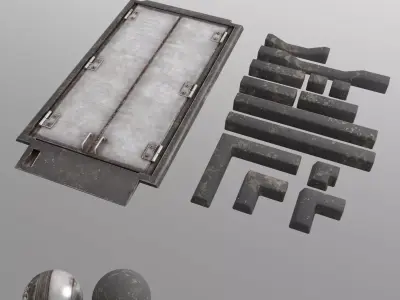 floor door hatch and trim pieces 3D model