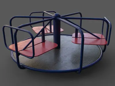 PBR Merry Go Round Roundabout C Low-poly 3D model