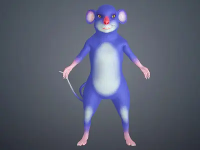 Cartoon Mouse Rigged Animal Character with Facial Control 3D model