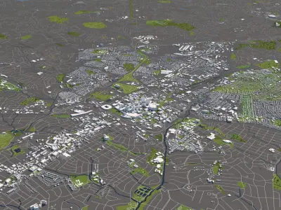 Charlotte 50x50km City Map 3D model