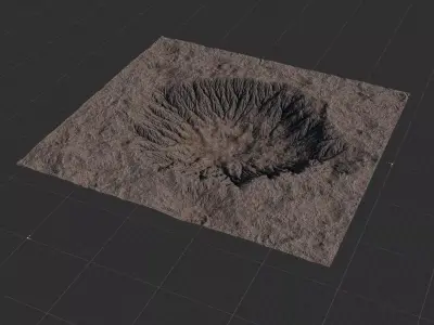 16k Massive Crater Shaped Terrain 3D model and height map 3D model