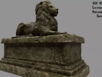 Lion Statue 28 Low-poly 3D model